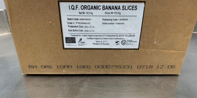 Banan 2200 kartonów po 10 kg bananów mrożonych organicznych