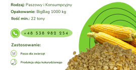 ZARODEK KUKURYDZY Oferujemy w ciągłej sprzedaży zarodek kukurydzy. Produkt