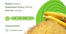 MĄCZKA KUKURYDZIANA (otręby kukurydziane) Oferujemy w ciągłej sprzedaży mączkę
